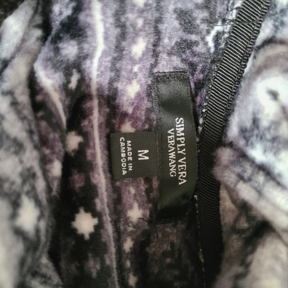 Simply Vera Wang Gray Soft‎ Fair Isle Winter Snowflake Pajama Hoodie Medium - Picture 5 of 12